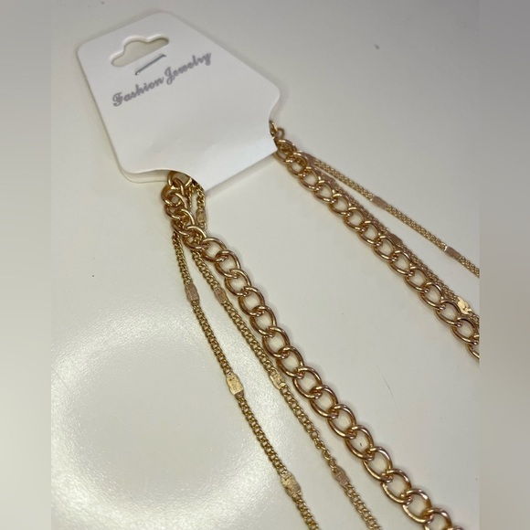 3-Layered Gold-Tone Chain Link Necklace with Mini Round Coin Charm Pendant - Picture 5 of 11